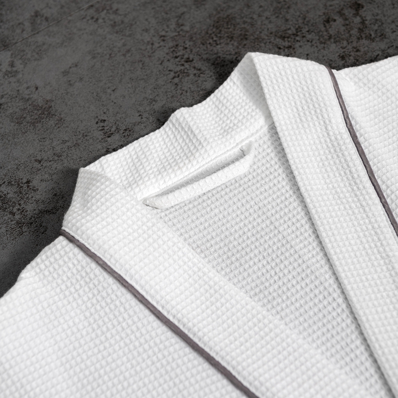 100% 순면 작은 와플 기모노 칼라 호텔 목욕 가운 100% 순면 작은 와플 기모노 칼라 호텔 목욕 가운