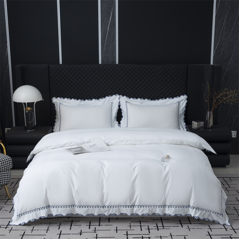 절묘한 자수 컷 디자인 350TC 면 새틴 침구 세트