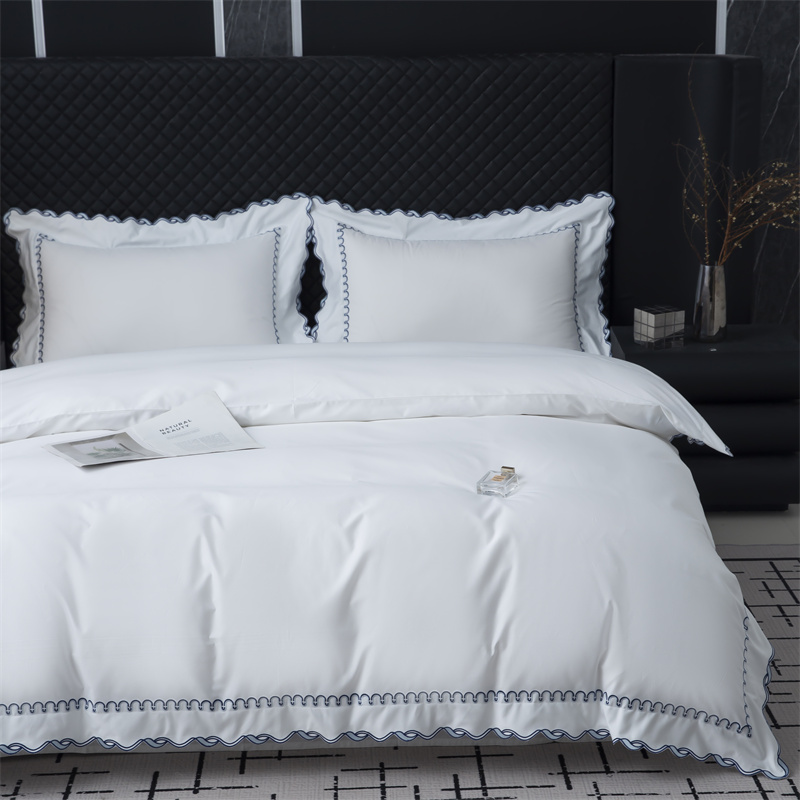 절묘한 자수 컷 디자인 350TC 면 새틴 침구 세트 절묘한 자수 컷 디자인 350TC 면 새틴 침구 세트