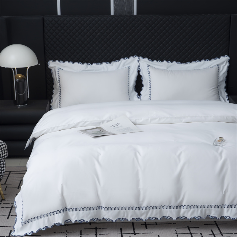 절묘한 자수 컷 디자인 350TC 면 새틴 침구 세트 절묘한 자수 컷 디자인 350TC 면 새틴 침구 세트