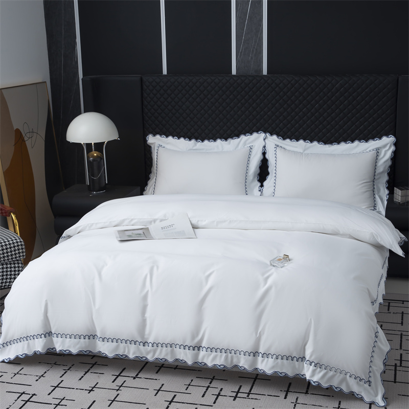 절묘한 자수 컷 디자인 350TC 면 새틴 침구 세트 절묘한 자수 컷 디자인 350TC 면 새틴 침구 세트