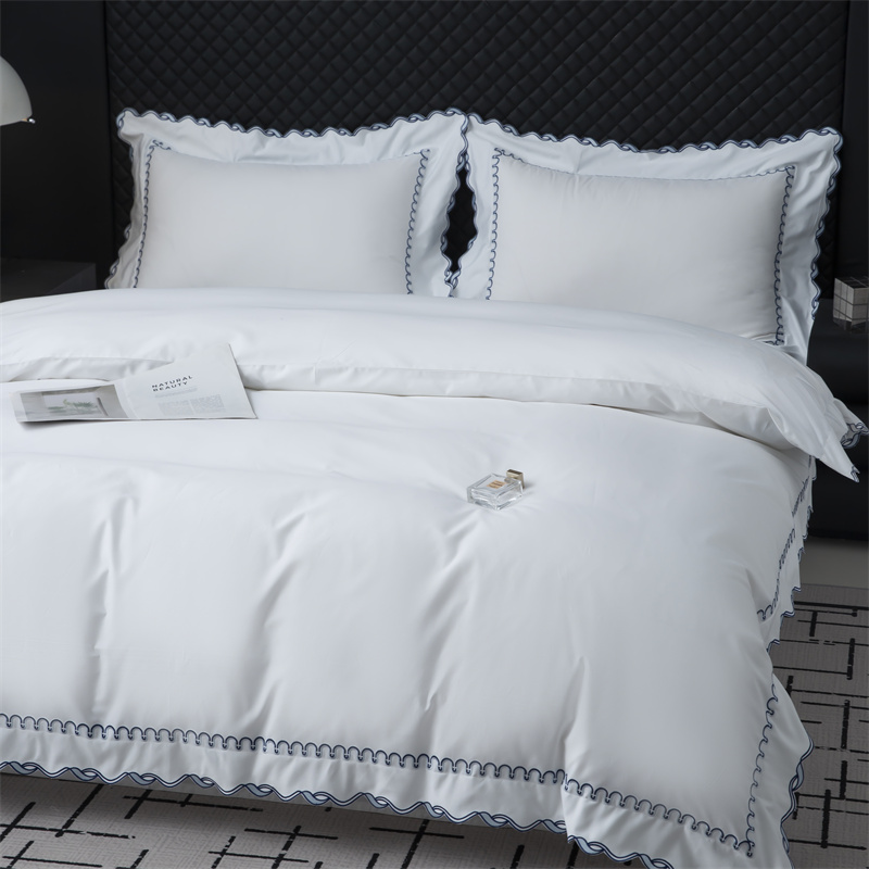 절묘한 자수 컷 디자인 350TC 면 새틴 침구 세트 절묘한 자수 컷 디자인 350TC 면 새틴 침구 세트