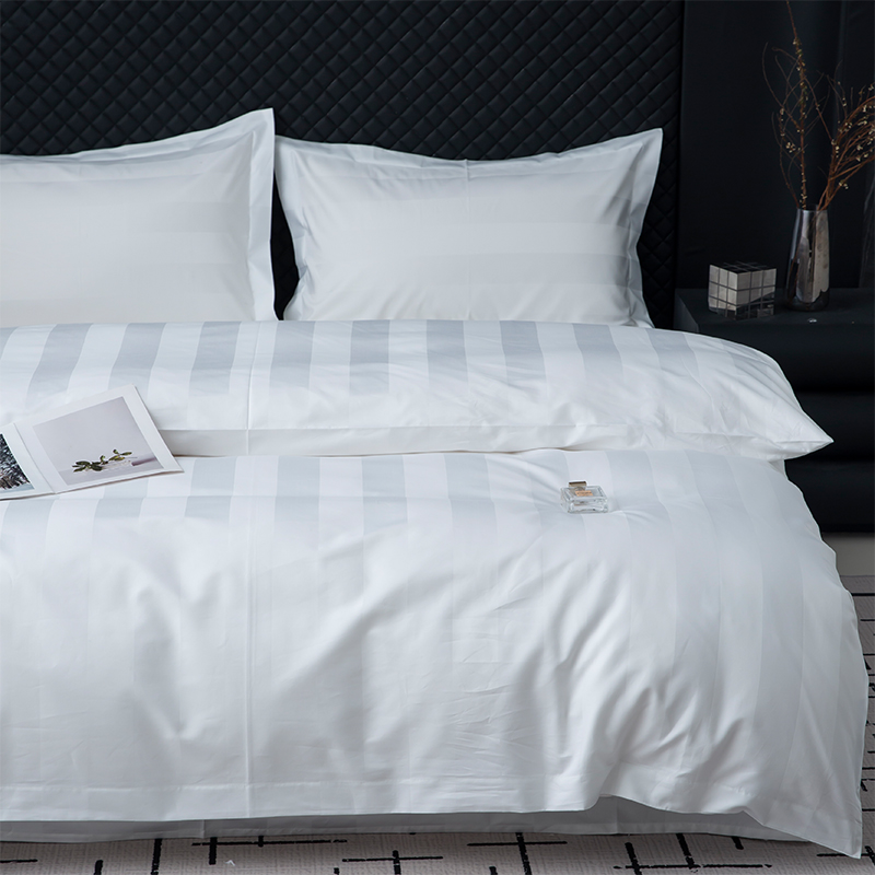 5성급 호텔 침구 세트를 위한 7cm 새틴 줄무늬 보통 흰색 750TC 100% 면 5성급 호텔 침구 세트를 위한 7cm 새틴 줄무늬 보통 흰색 750TC 100% 면