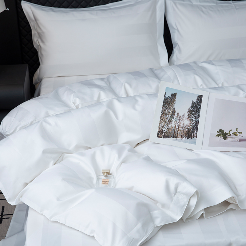 5성급 호텔 침구 세트를 위한 7cm 새틴 줄무늬 보통 흰색 750TC 100% 면 5성급 호텔 침구 세트를 위한 7cm 새틴 줄무늬 보통 흰색 750TC 100% 면