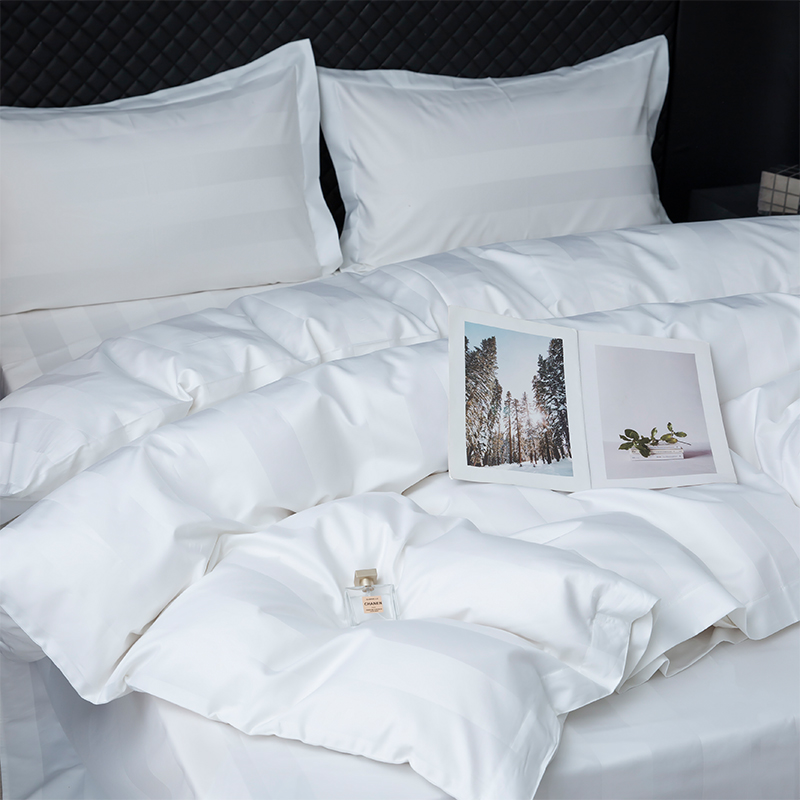 5성급 호텔 침구 세트를 위한 7cm 새틴 줄무늬 보통 흰색 750TC 100% 면 5성급 호텔 침구 세트를 위한 7cm 새틴 줄무늬 보통 흰색 750TC 100% 면