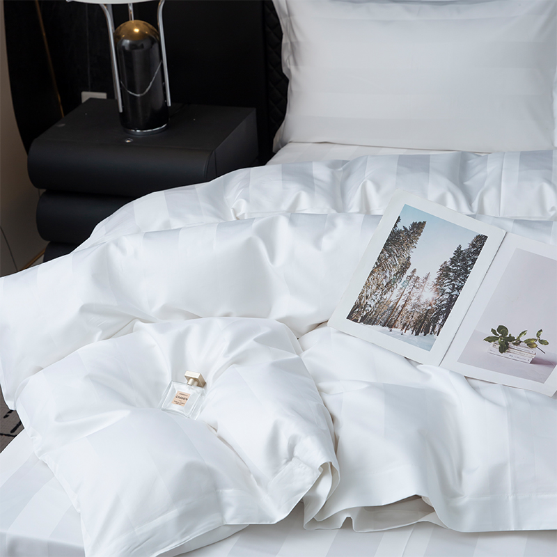 5성급 호텔 침구 세트를 위한 7cm 새틴 줄무늬 보통 흰색 750TC 100% 면 5성급 호텔 침구 세트를 위한 7cm 새틴 줄무늬 보통 흰색 750TC 100% 면