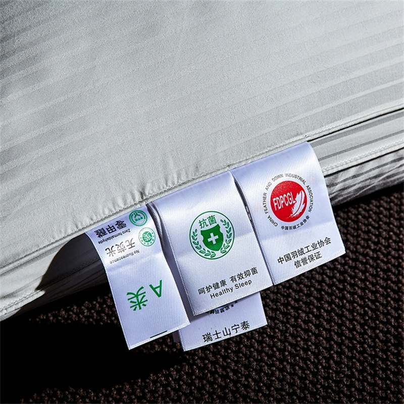 오리털 베개 새틴 스트라이프 베개를 채우는 3개 층 오리털 베개 새틴 스트라이프 베개를 채우는 3개 층