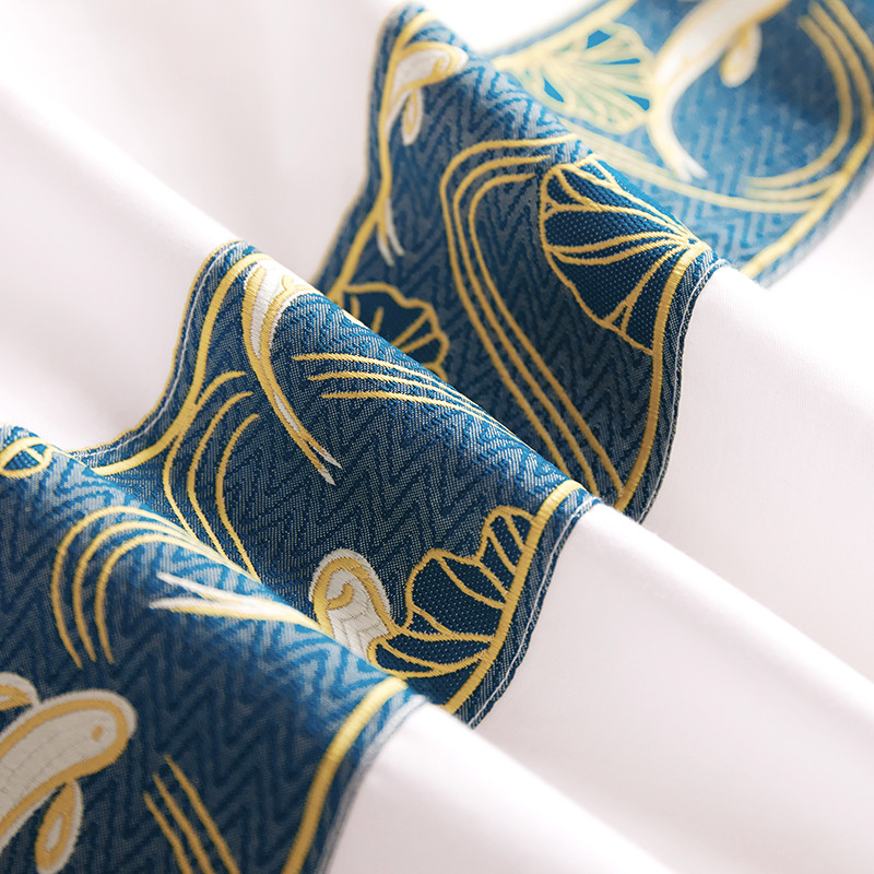 자카드 테이프 장식 맞춤형 60년대 면 호텔 침구 세트 자카드 테이프 장식 맞춤형 60년대 면 호텔 침구 세트